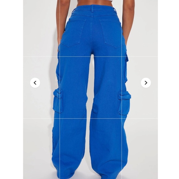 Fashion Nova Tokyo Nights High Rise Cargo Jeans Blue Size 7 NWT - Picture 3 of 13